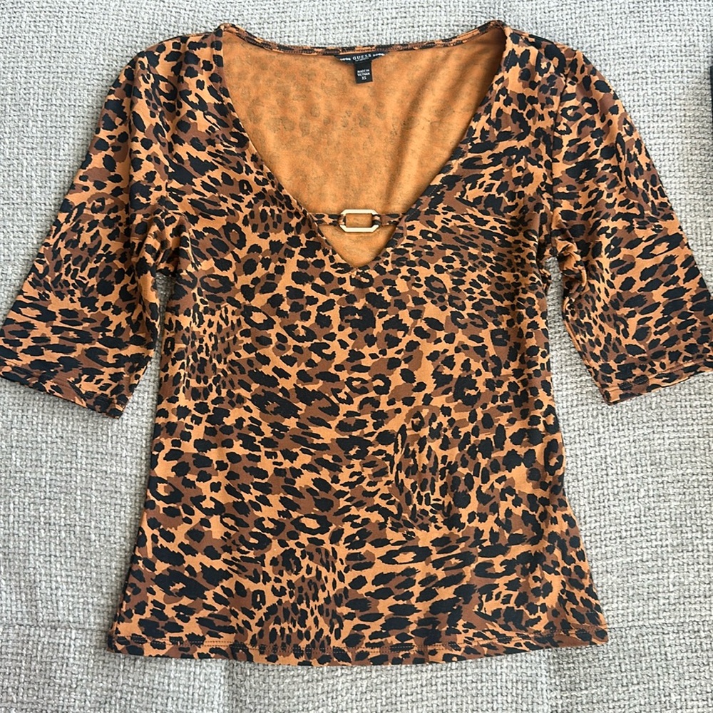 Guess leopard print top. Excellent condition - worn once. Size XS